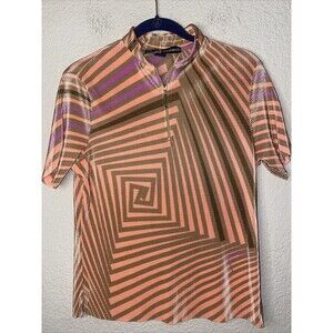Jamie Sadock shirt ribbed geometric spiral Zip Golf M pickleball tennis golf art